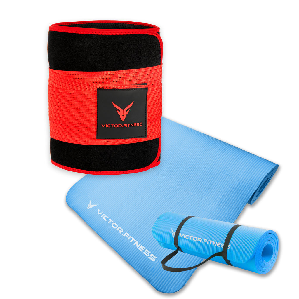 Anti-Slip Yoga Mat with Premium Neoprene Waist Trainer Belt